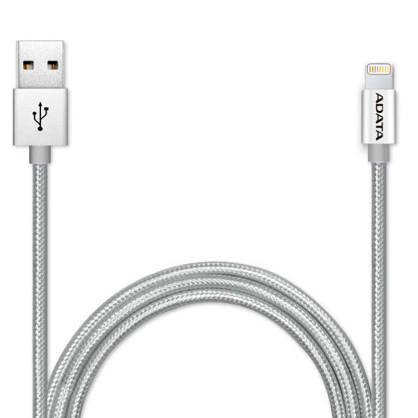 Kabel ADATA Sync & Charge USB/Lightning, 1m, MFi, opletený stříbrný

