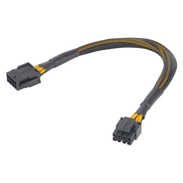 Kabel AKASA 8 Pin(M) na 8 Pin(2x 4 Pin) (F), 30 cm černý

