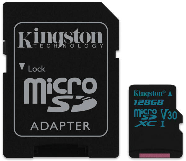 Paměťová karta Kingston MicroSDXC 128GB UHS-I U3 (90R/45W) + adapter 

