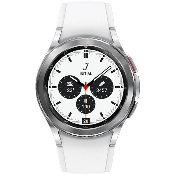 Chytré hodinky Samsung Galaxy Watch4 Classic 42mm - ZÁNOVNÍ - 12 měsíců záruka stříbrné

