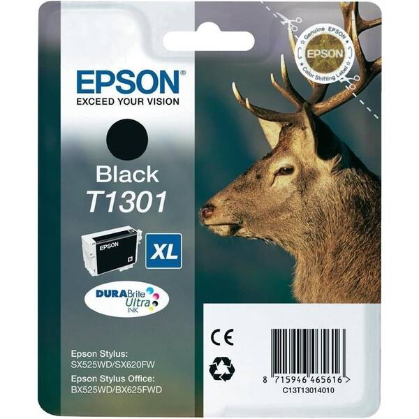 Inkoustová náplň Epson T1301, 25,4 ml černá

