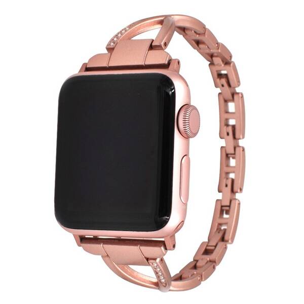 Řemínek WG Universal, kovový, kamínky, 22mm - rose gold 

