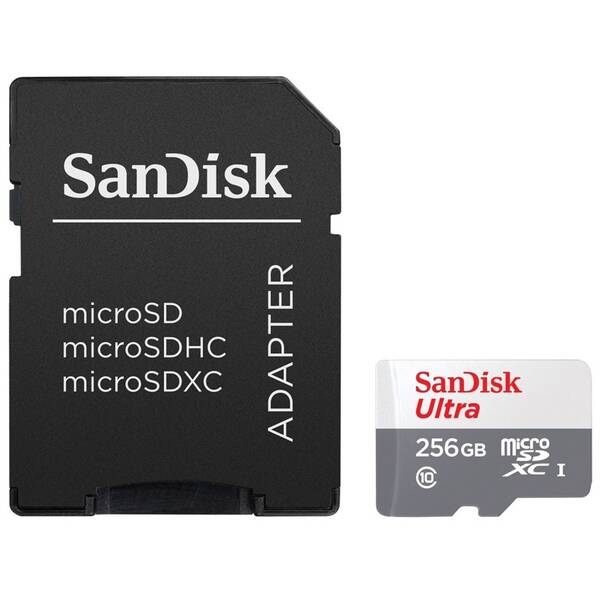 Paměťová karta SanDisk 256GB UHS-I U1 (100R/20W) + adaptér 
