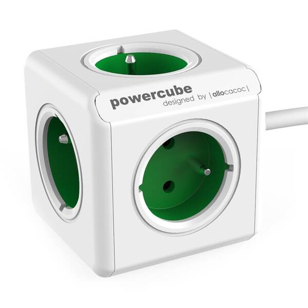Kabel prodlužovací Powercube 5x zásuvka, 1,5m zelený

