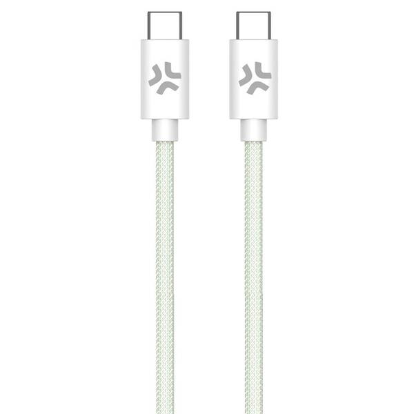 Kabel Celly USB-C/USB-C, opletený (bavlněný), 60 W, 1,5 m zelený

