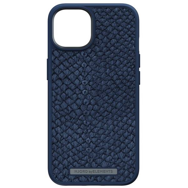 Kryt na mobil Njord Salmon Leather Magsafe na Apple iPhone 13/14 modrý

