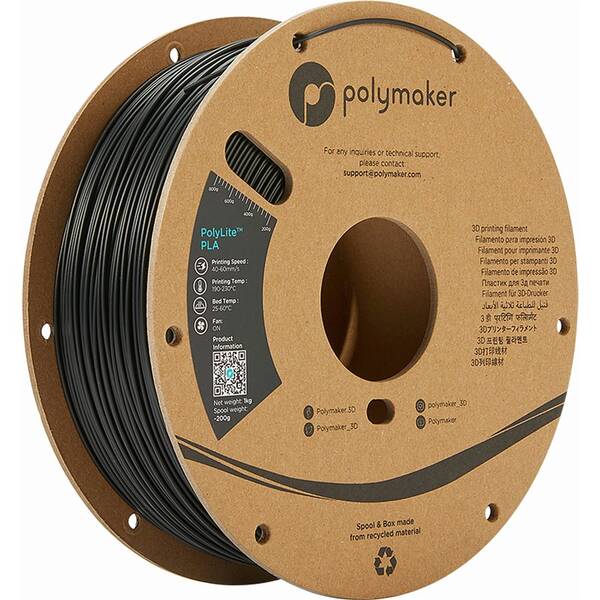 Filament Polymaker PolyLite PLA, 1,75 mm, 1 kg černý

