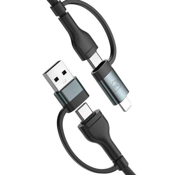 Kabel 3mk Hyper N-SERIES USB/USB-C - USB-C/Lightning, 60W, 1,2m černý

