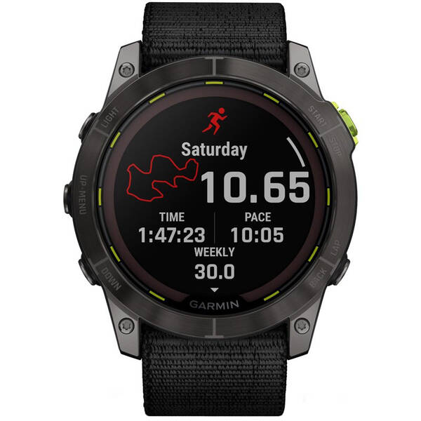 Chytré hodinky Garmin Enduro 2 PRO Sapphire Solar - Carbon Gray Titanium / Black UltraFit Nylon Band 

