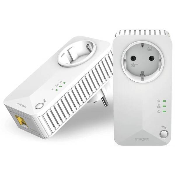 Síťový rozvod LAN po 230V Strong sada 2 adaptérů Powerline 600 DUO EU/ 600 Mbit/s/ 1x LAN bílý

