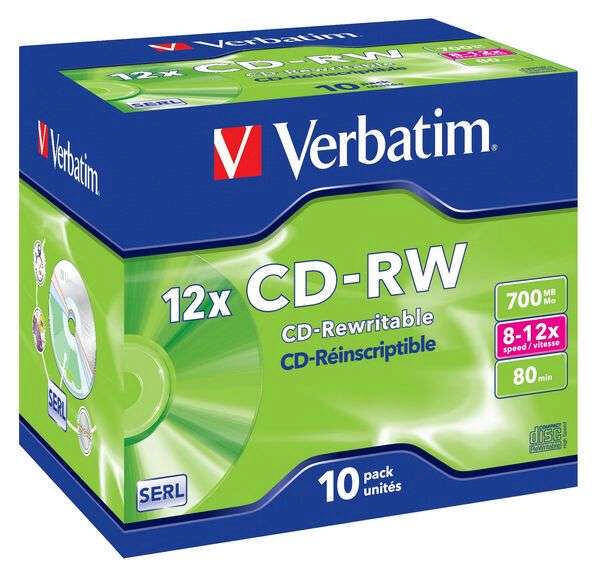 Disk Verbatim CD-RW 700MB/80 min. 8-12x, jewel box,10ks 

