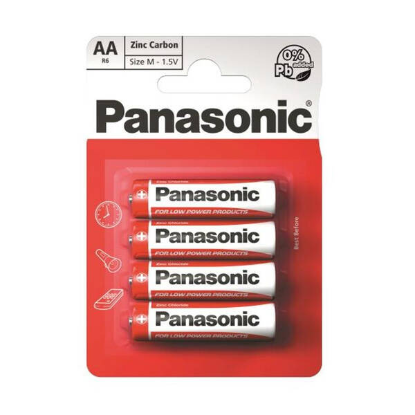 Baterie zinkouhlíková Panasonic AA, R06, blistr 4ks 


