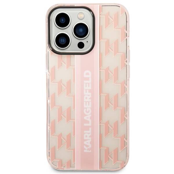 Kryt na mobil Karl Lagerfeld Monogram Vertical Stripe na Apple iPhone 14 Pro růžový

