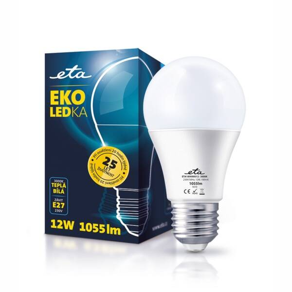 Žárovka LED ETA EKO LEDka klasik, 12W, E27, teplá bílá 

