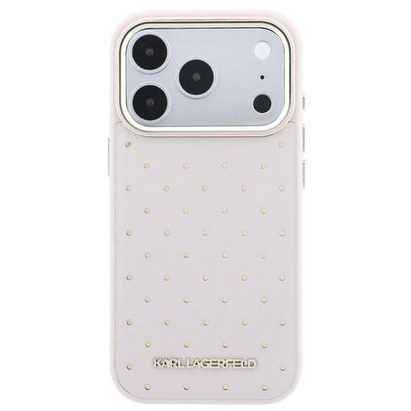 Kryt na mobil Karl Lagerfeld PU Perforated Gold Dots MagSafe na Apple iPhone 17 Pro růžový

