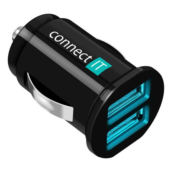 Adaptér do auta Connect IT 2x USB, 2.1A/1A černý

