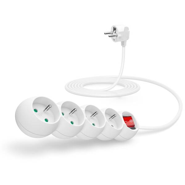 Kabel prodlužovací Connect IT 4x zásuvka, s vypínačem, 3m bílý

