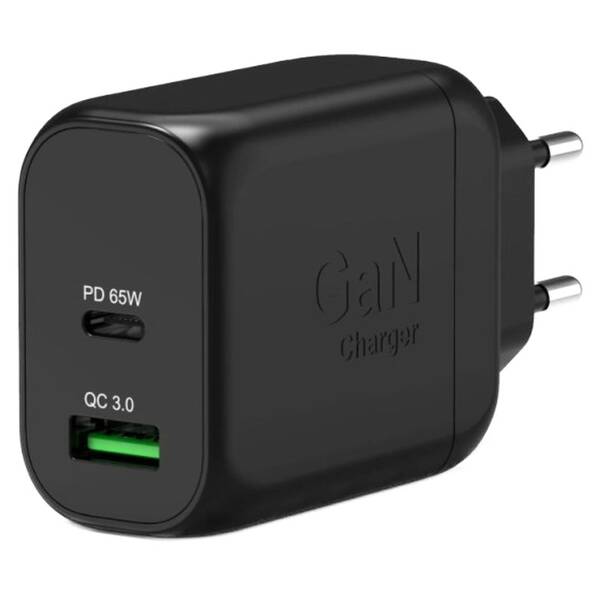Napájecí adaptér PORT CONNECT GaN2 Essentiel 65W, PD a USB-A QC černý

