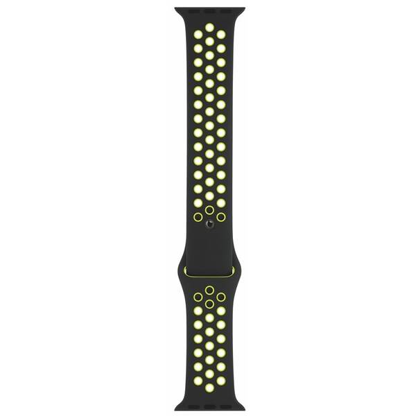 Řemínek Apple Watch 44mm černý/Volt Nike sportovní - S/M a M/L 

