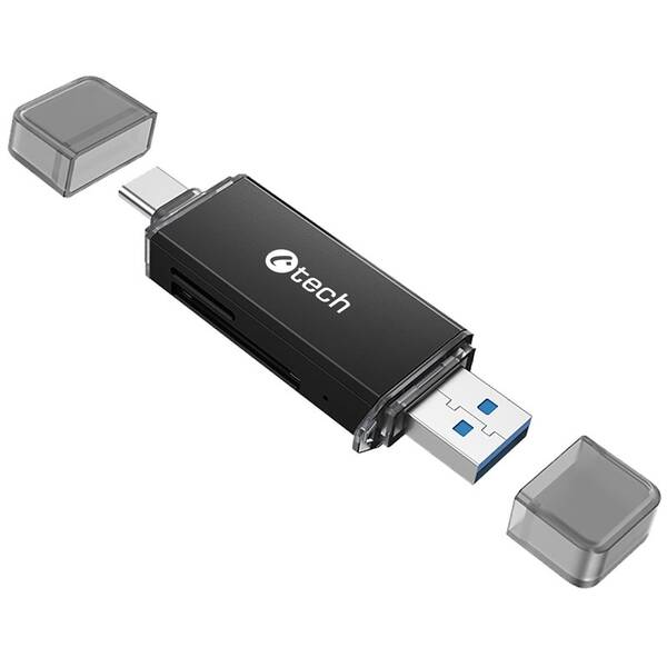 Čtečka paměťových karet C-Tech UCR-02-AL, USB 3.0/USB-C, SD/micro SD 

