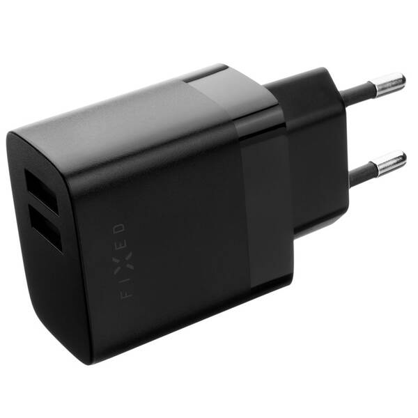 Nabíječka do sítě FIXED 17W Smart Rapid Charge, 2x USB + USB-C kabel 1m černá

