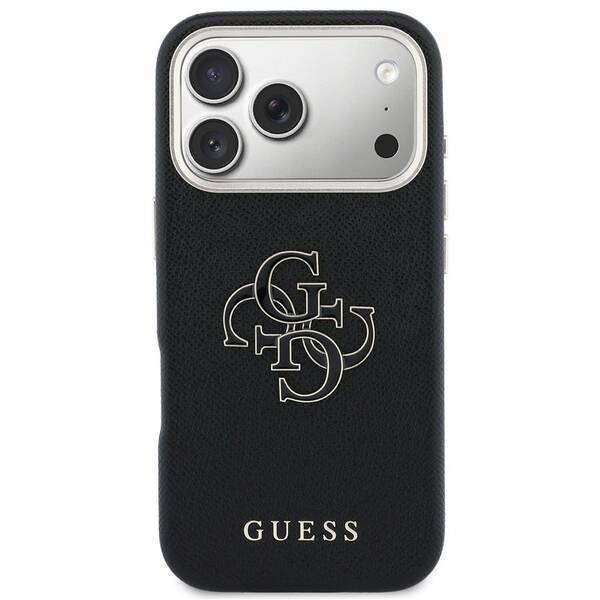 Kryt na mobil Guess PU Resin Logo na Apple iPhone 17 Pro černý

