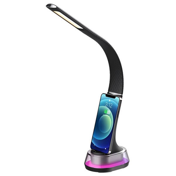 Stolní LED lampička IMMAX CORELLA, Qi nabíjení, 7W černá

