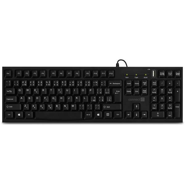 Klávesnice Connect IT CKB-3060-CS s USB hubem, CZ/SK layout černá


