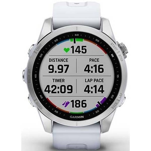 Chytré hodinky Garmin fenix 7S Glass - Silver/ White Silicone Band 

