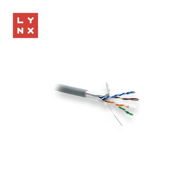 Kabel Lynx FTP Cat6, LSZH, celoměděný, vnitřní, cívka 305m šedý

