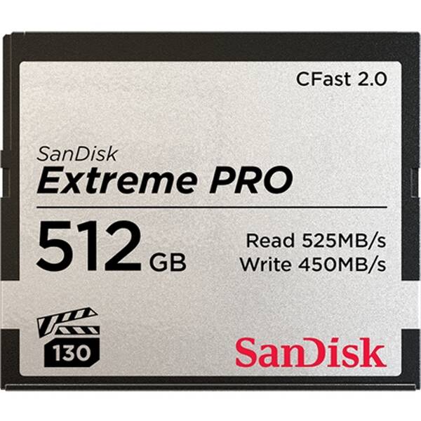 Paměťová karta SANDISK CFast 2.0 512 GB (525R/450W) 


