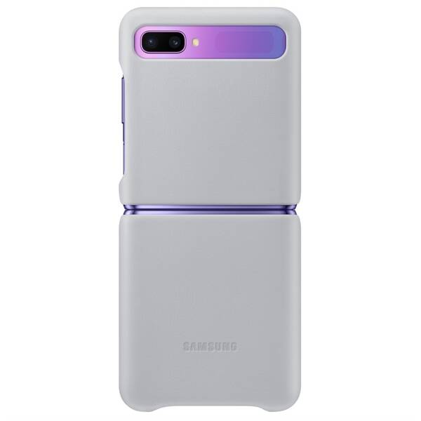 Kryt na mobil Samsung Leather Cover na Galaxy Z Flip stříbrný

