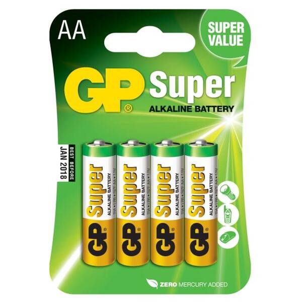 Baterie alkalická GP Super AA, LR06, blistr 4ks 

