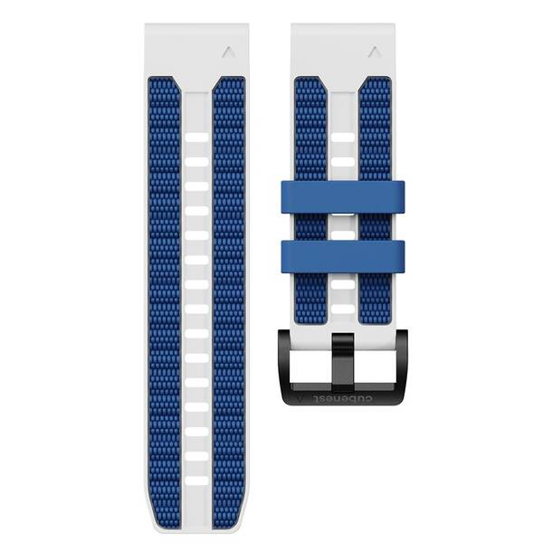 Řemínek Cubenest Premium Silicone Garmin QuickFit Band 26mm bílý/modrý

