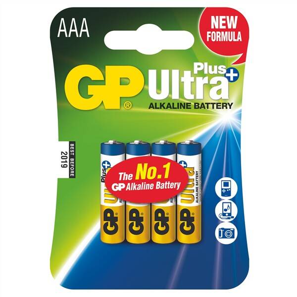 Baterie alkalická GP Ultra Plus AAA, LR03, blistr 4ks 

