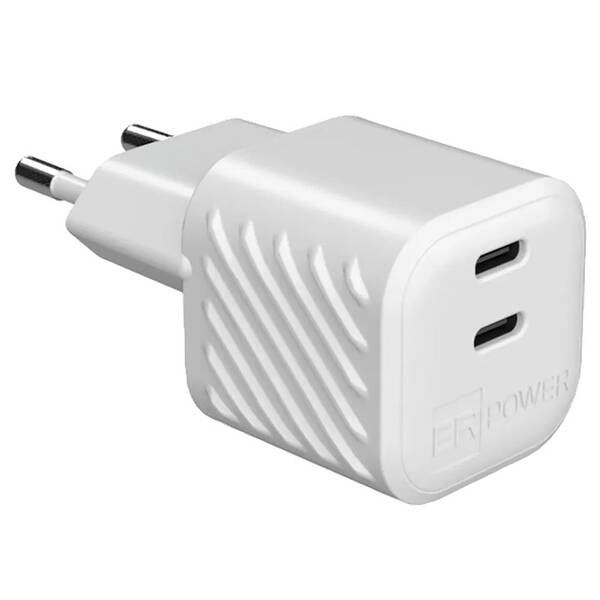 Nabíječka do sítě ERPOWER Dual mini GaN 45W 2xUSB-C bílá

