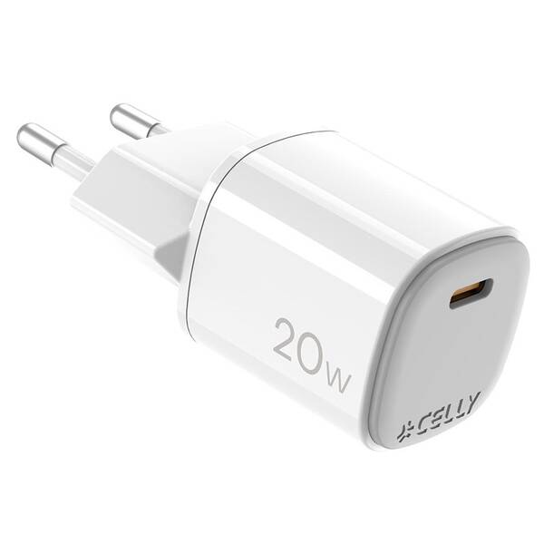 Nabíječka do sítě Celly USB-C, GaN, 20 W bílý

