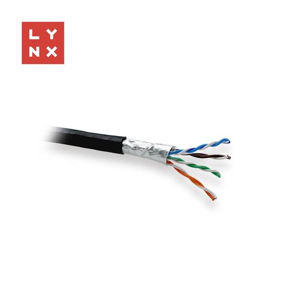 Kabel Lynx FTP Cat5e, PE (Fca), 0,5mm, celoměděný, venkovní, box 305m černý

