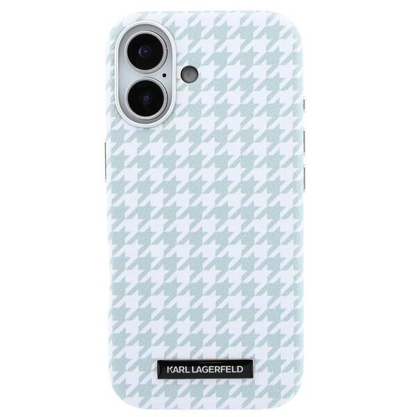 Kryt na mobil Karl Lagerfeld PU Houndstooth Resin Plate MagSafe na Apple iPhone 17 modrý

