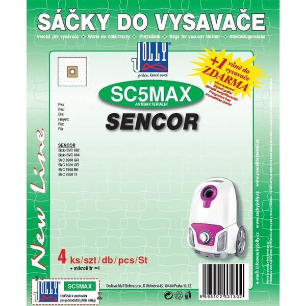 Sáčky do vysavače Jolly MAX SC 5 - Sencor  (4 ks) 

