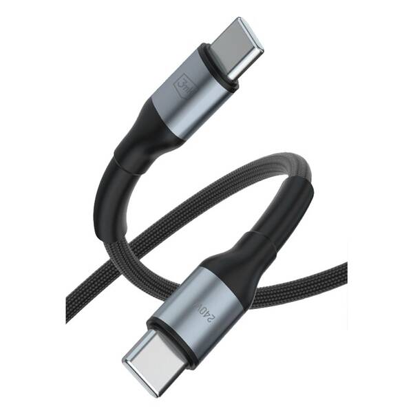 Kabel 3mk rychlonabíjecí Hyper Cable N-SERIES USB-C / USB-C, Power Delivery, QC 3.0, 240W, 3m černý

