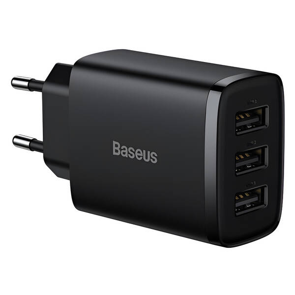 Nabíječka do sítě Baseus 3x USB-A 17 W černá

