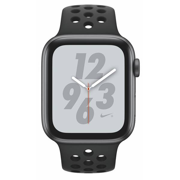 Chytré hodinky Apple Series 4 GPS 44mm pouzdro z vesmírně šedého hliníku - antracitový/černý sportovní řemínek Nike 

