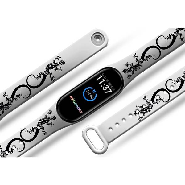 Řemínek Mi-Band na Xiaomi Mi Band 5/6 - motiv Ještěrky, bílý 

