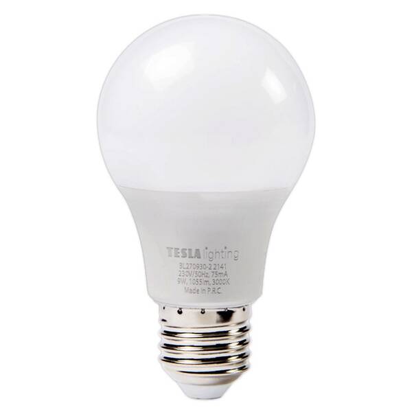 Žárovka LED Tesla Lightning klasik E27, 9W, teplá bílá 

