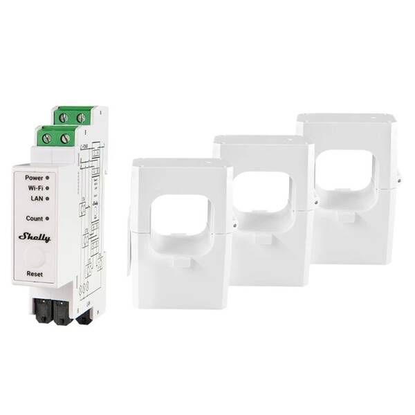 Modul Shelly Pro 3EM 400 A, měřič spotřeby vč. 3 svorek 400A, WiFi 
