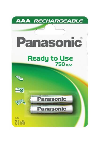 Baterie nabíjecí Panasonic AAA, HR03, 750mAh, Ni-MH, blistr 2ks 

