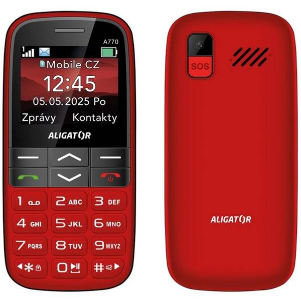 Mobilní telefon Aligator A770 Senior červený

