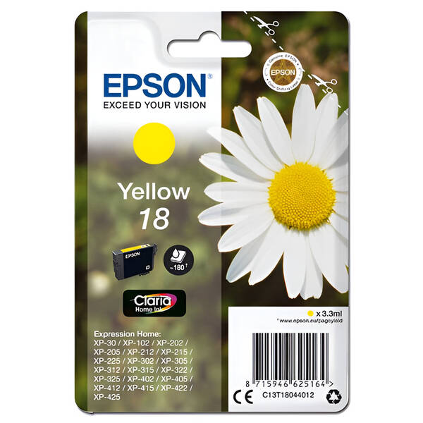 Inkoustová náplň Epson 18, 180 stran žlutá

