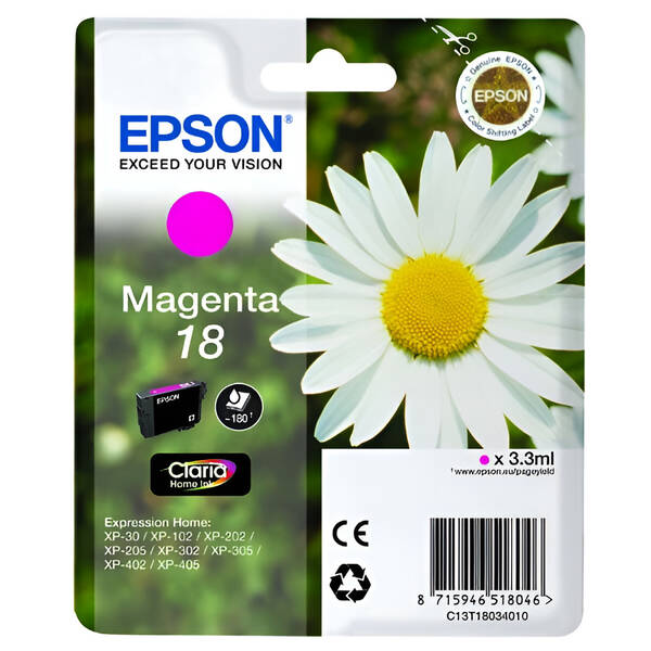 Inkoustová náplň Epson T1803, 180 stran purpurová

